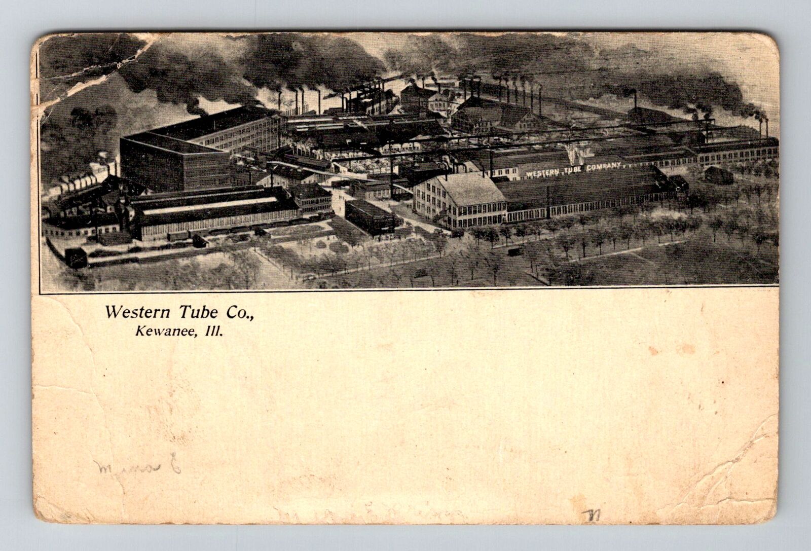Kewanee, IL-Illinois, Western Tube Company Aerial View Antique, Vintage Postcard