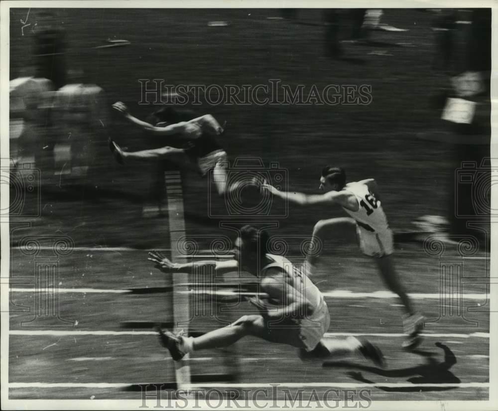 1967 Press Photo High School Athletes Jump Hurdles At Annual Shorewood Relays