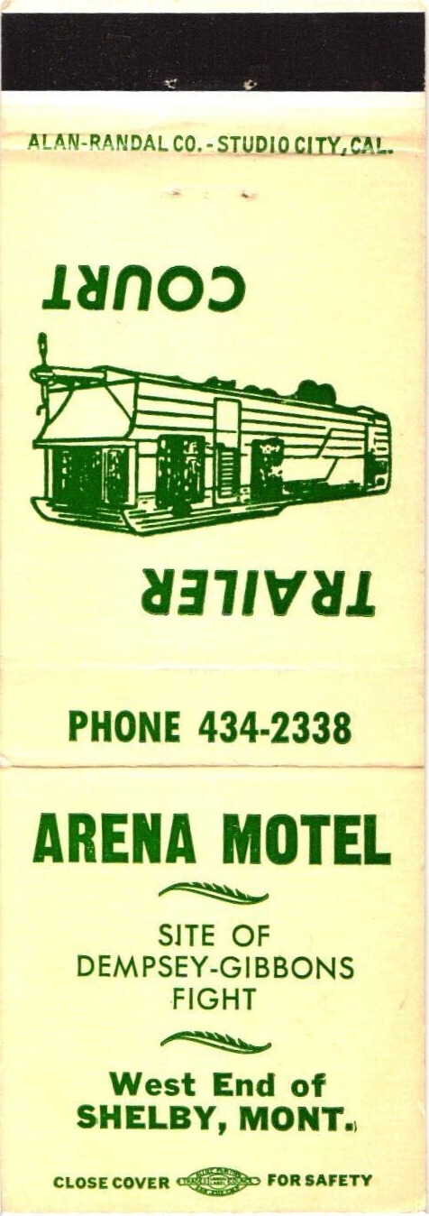 Shelby Montana Arena Motel Trailer Court Vintage Matchbook Cover