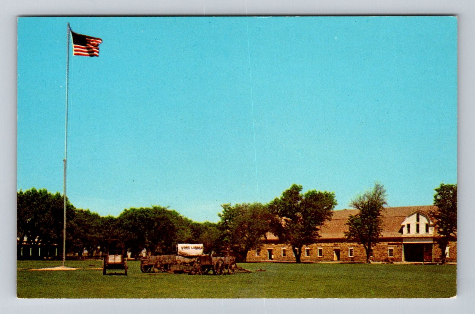 Larned KS-Kansas, Fort Larned Parade Ground, Antique Vintage Souvenir Postcard