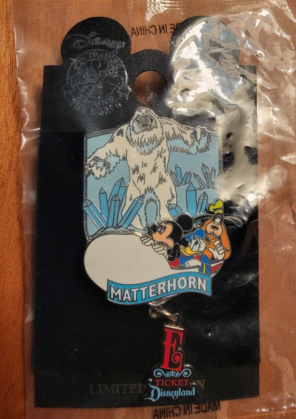 Disney Pin 27426 DLR Matterhorn E-Ticket Dangle Mickey Goofy Donald bobsleds LE