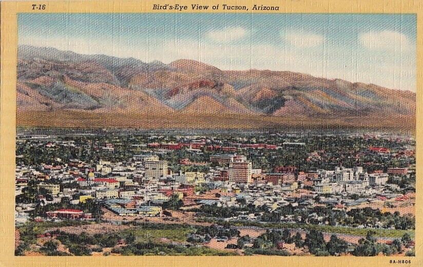 Postcard Bird's Eye View of Tucson Arizona AZ