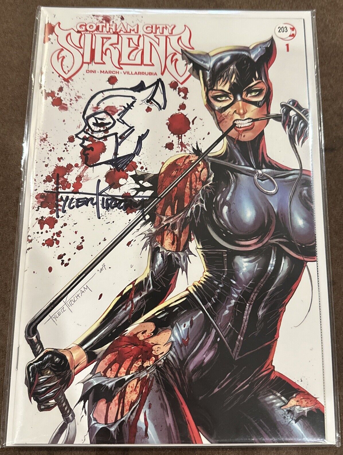 Gotham City Sirens #1- Tyler Kirkham Catwoman Cover - * SIGNED WITH REMARK*