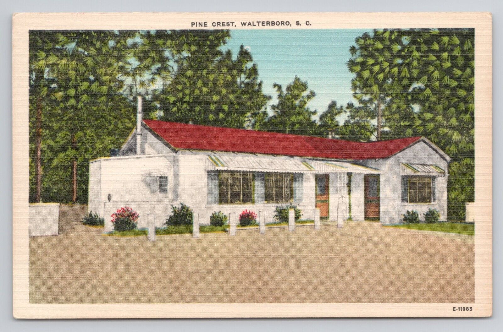 Pine Crest Walterboro SC Linen Postcard No 4476