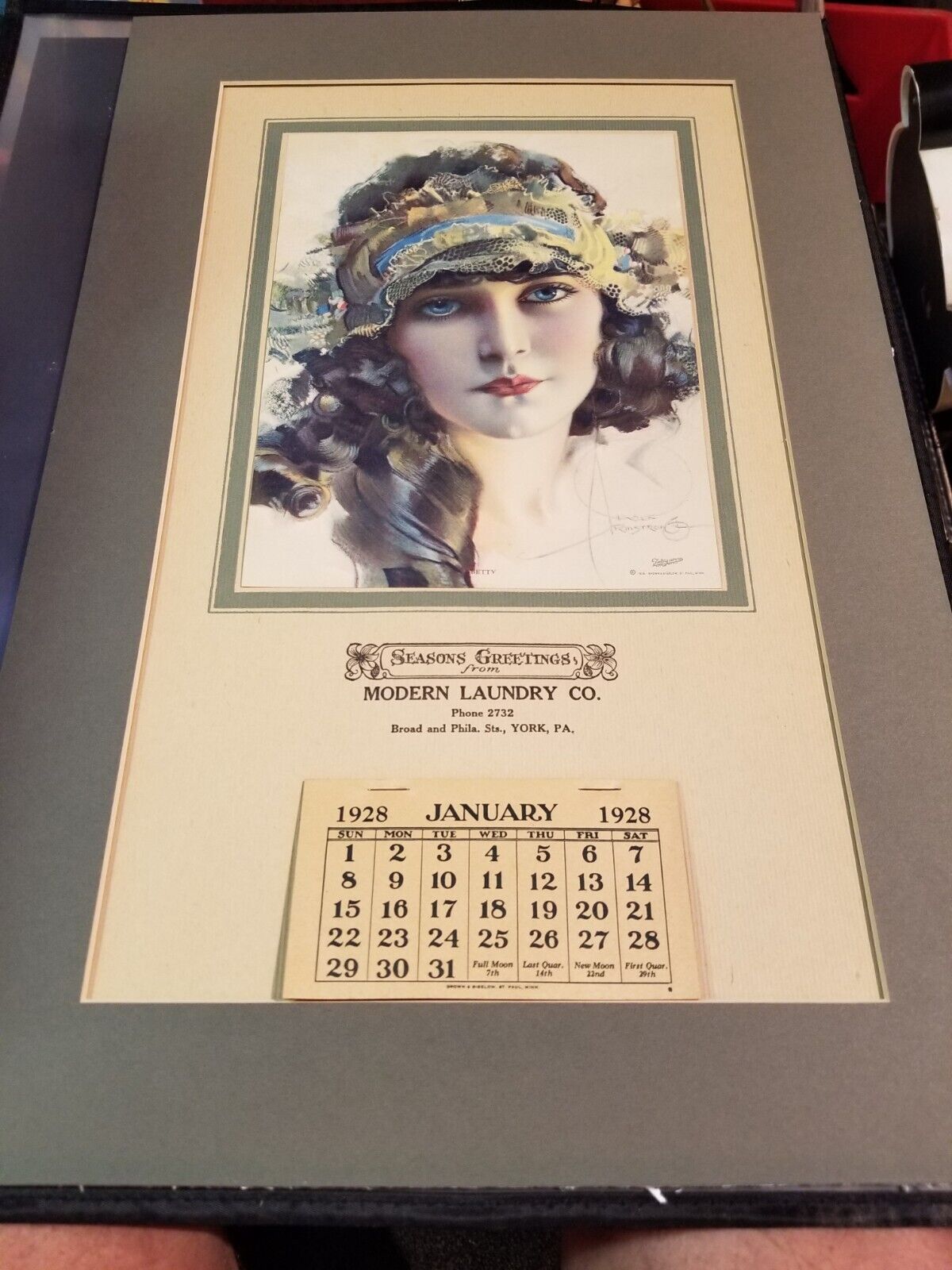 ANTIQUE ROLF ARMSTRONG 1928 JAZZ AGE ART DECO PIN-UP CALENDAR GORGEOUS BETTY