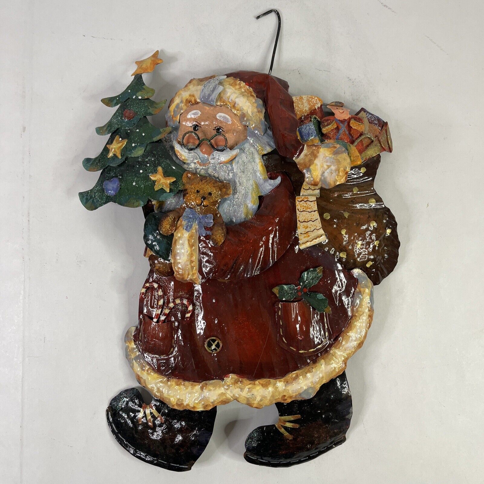Kurt Adler Santa Stamped Metal Hanging Christmas Ornament 14” Giordano Art Ltd.