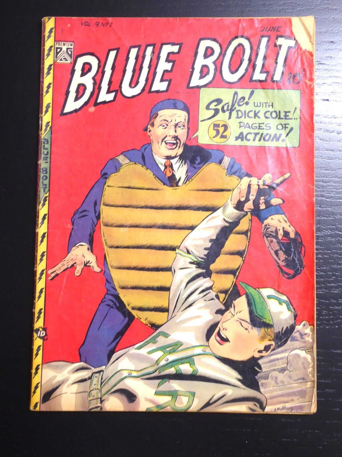 Blue Bolt Vol. 9 No 1, June 1948, G, Al McWilliams Baseball Cover