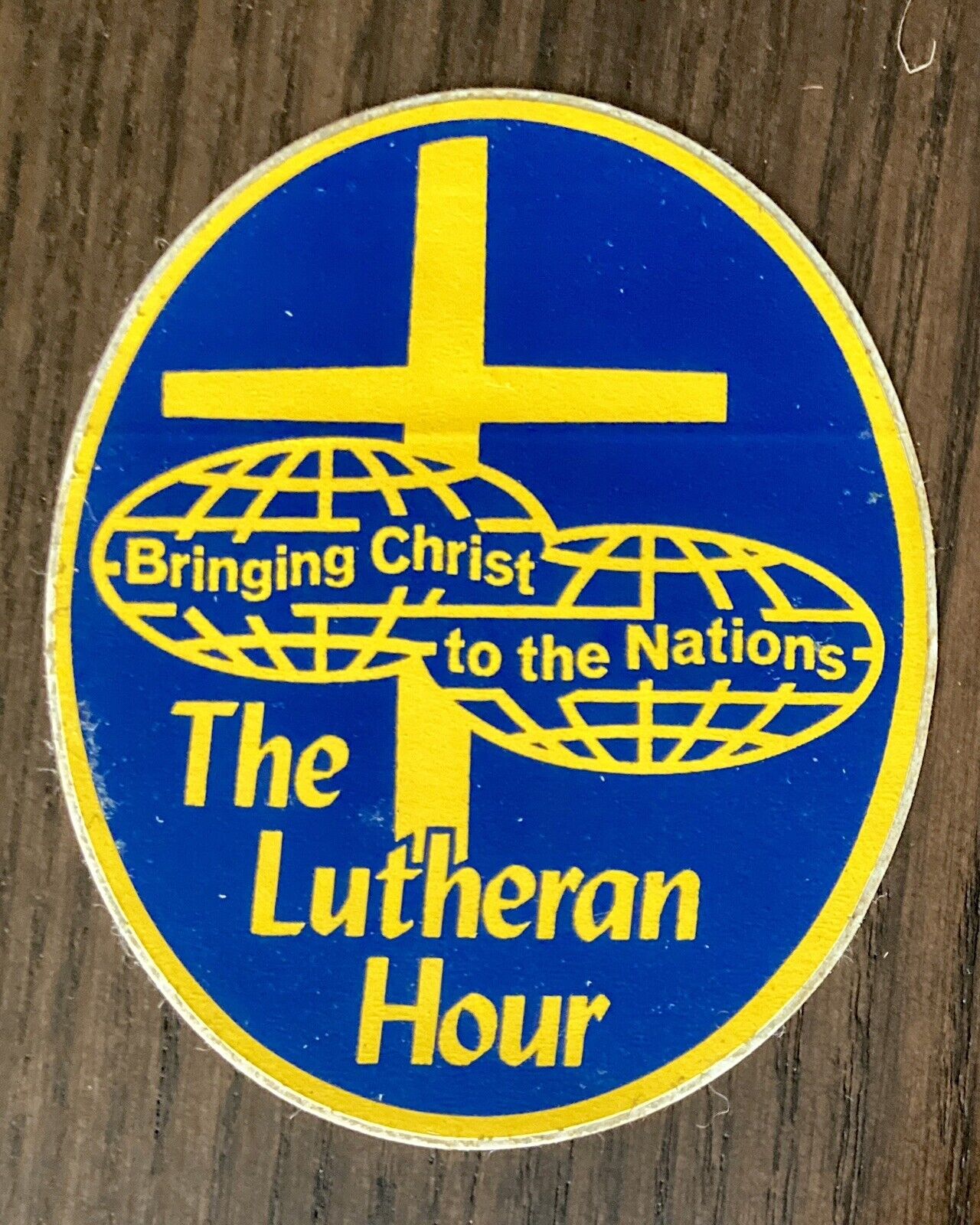 Vintage The Lutheran Hour Sticker, 3 1/4 x 2 1/4” Bringing Christ to the Nations
