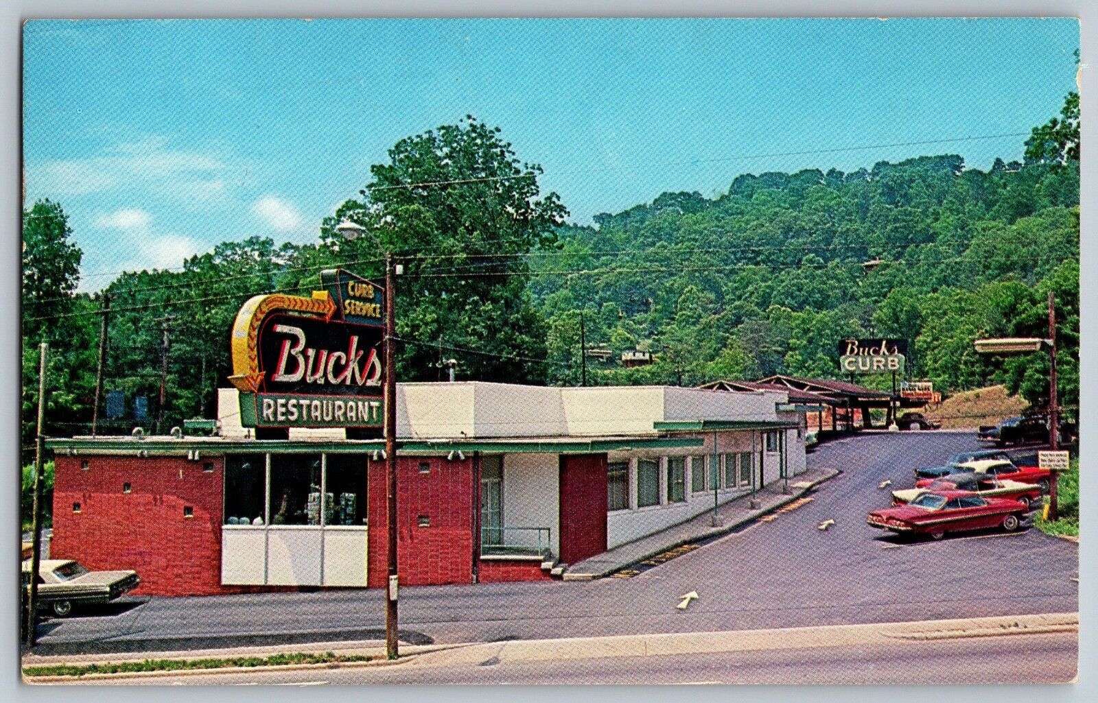 Asheville, North Carolina NC - Buck's Famous Restaurants - Vintage Postcard