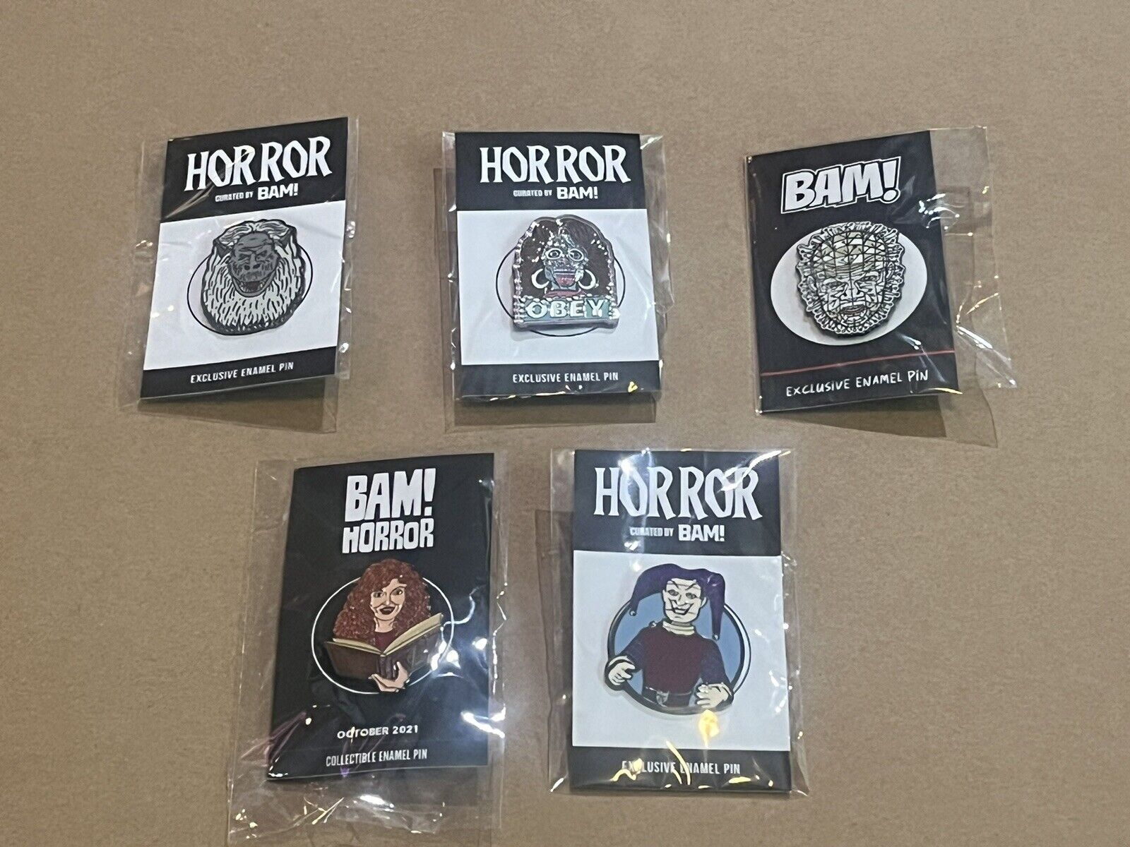 Bam Box Horror 5 Pin Lot (Hellraiser, Creepshow, Puppet Master, They Live, more)