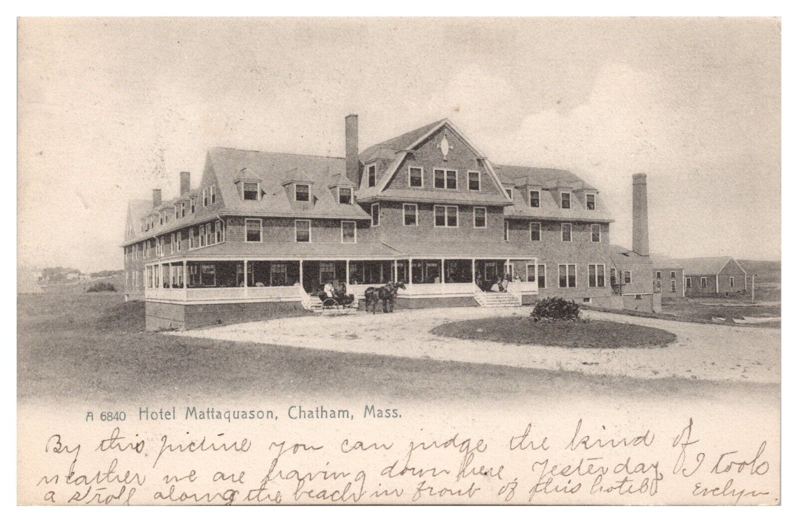 Chatham Mass. Vintage Postcard c1907 Hotel Mattaquason  Undivided Back