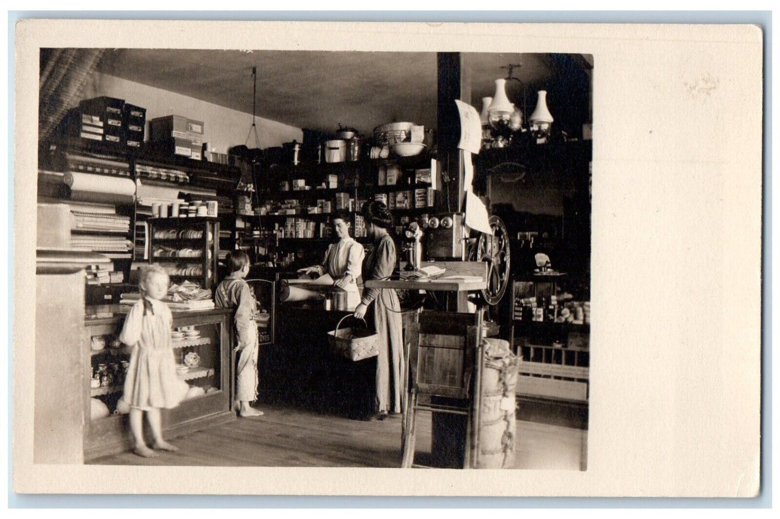 1910's General Store Interior Employees Children Stationary RPPC Photo Postcard