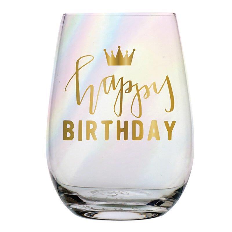 Wine Glass Happy Birthday Size 3.5in x 5in H / 20 oz Pack of 6