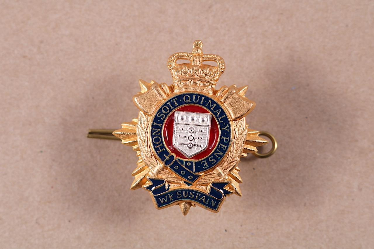 MILITARY ARMY GENUINE ISSUE ROYAL LOGISTICS CORPS OFFICERS ENAMEL CAP BADGE RLC