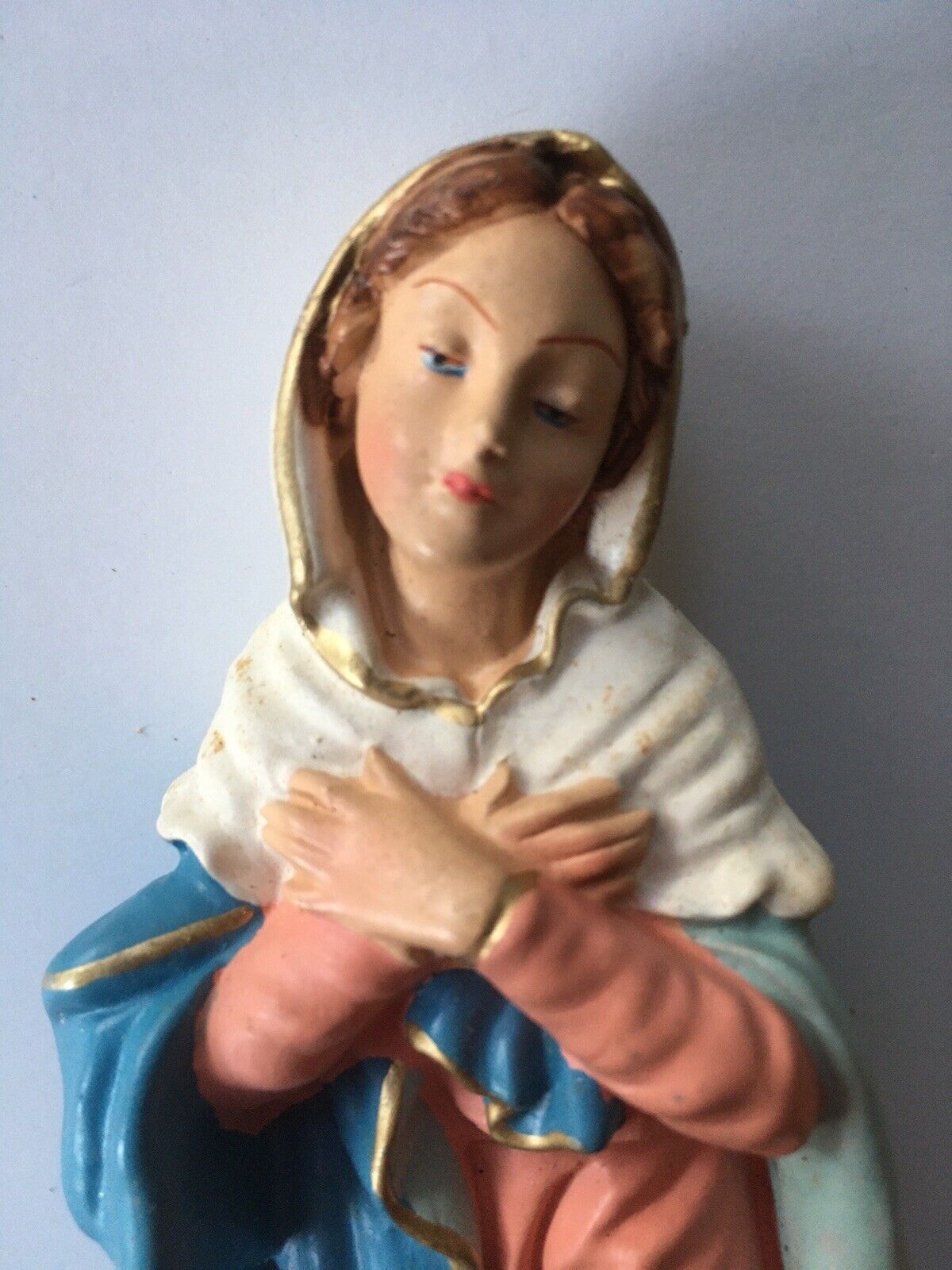 Christmas Nativity figure vintage italy paper mache Mary Mother Of Jesus Painted