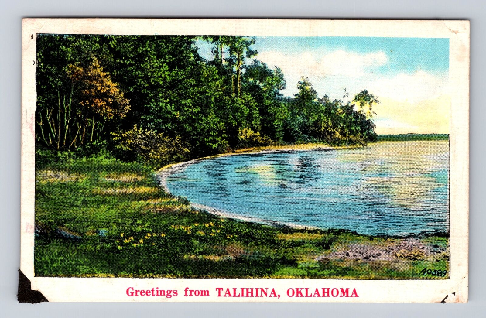 Talihina OK-Oklahoma, General Greetings Lake Area, Antique, Vintage Postcard