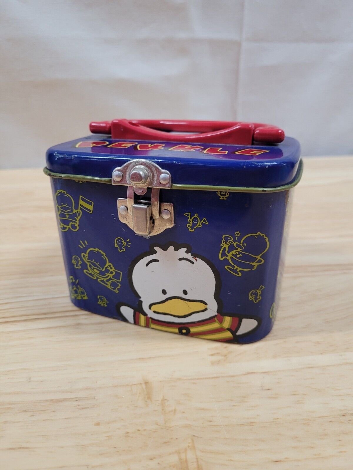Sanrio Pekkle Tin Case lunch Box Japan Canister Vintage Anime Collector Chest