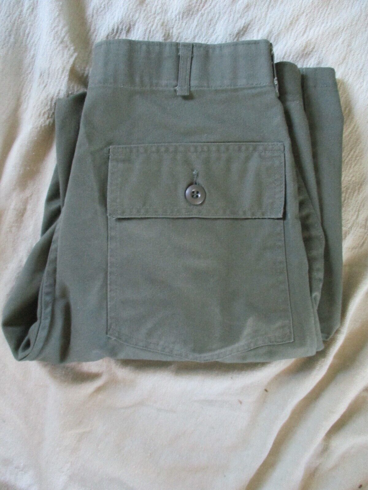 OG 507 true vintage olive green cotton sateen army military uniform pants 29 31