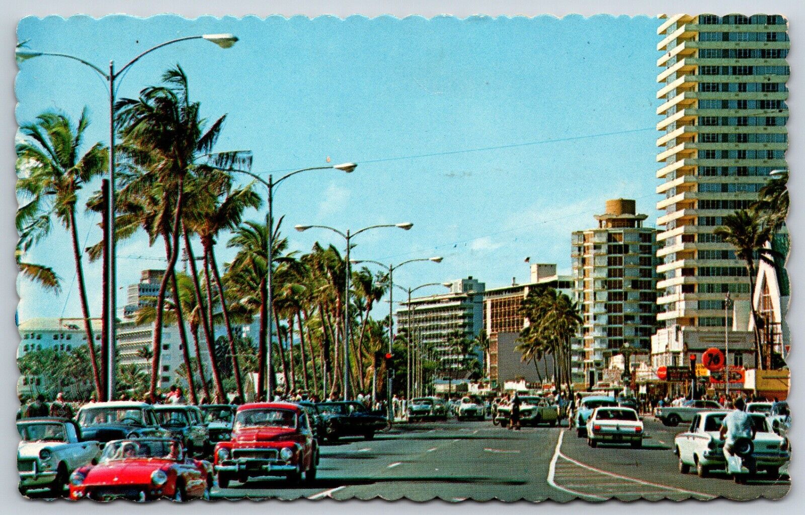 Postcard Looking Ewa On Kalakaua Avenue At The Hotel, Hawaii Posted