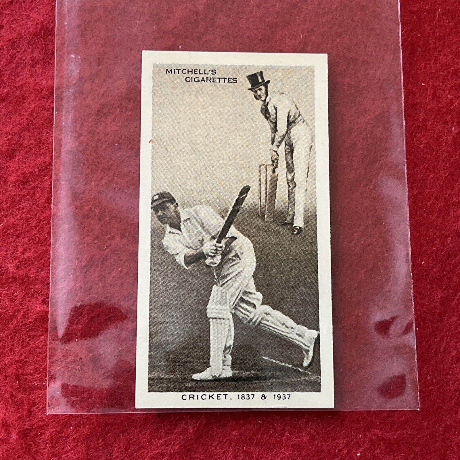 1937 Stephen Mitchell & Son “Wonderful Century” CRICKET Tobacco Card #35   EX-NM