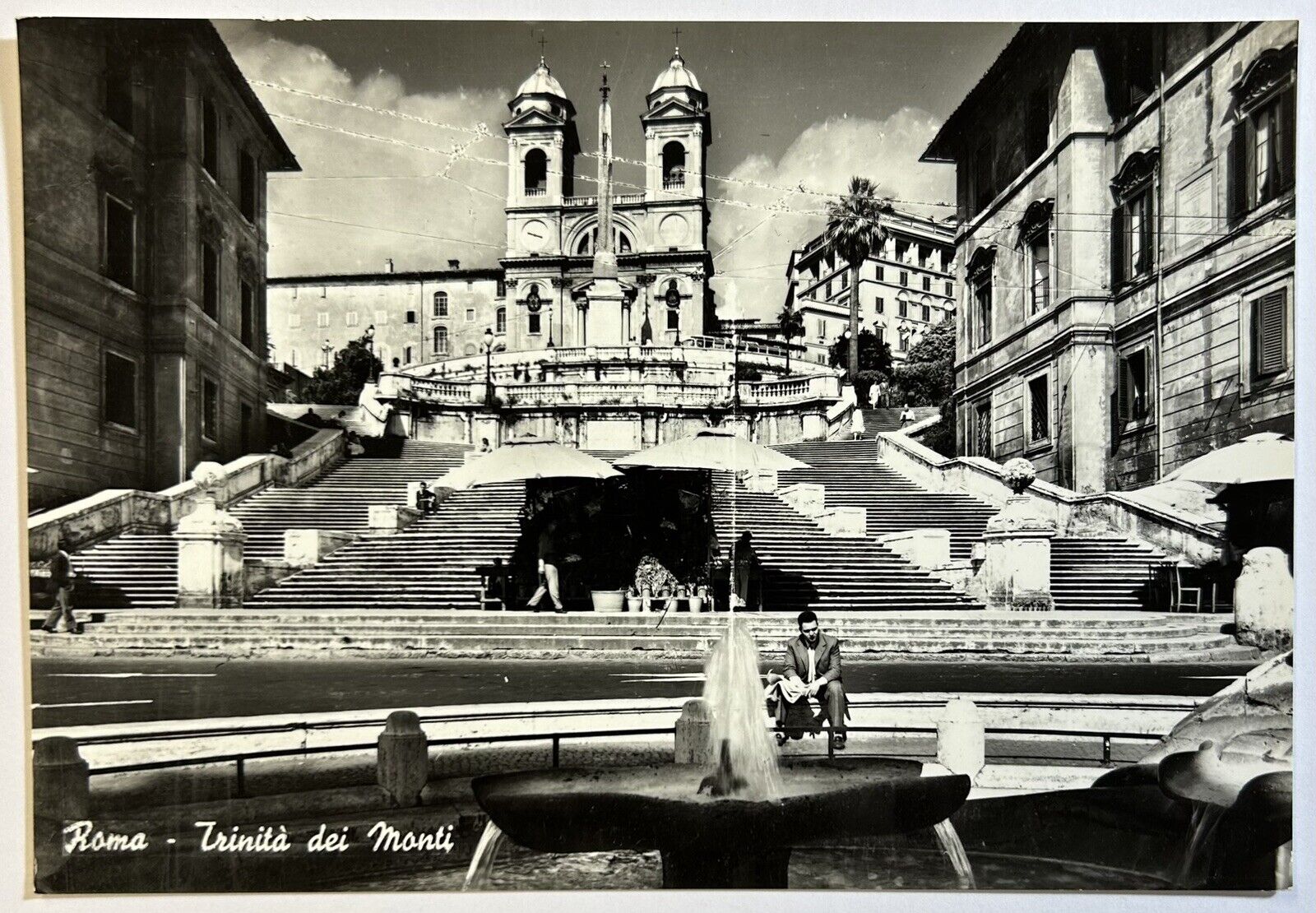 Rome Trinity of Monti Vintage B&W Photo Postcard, Unposted Card Bromofoto