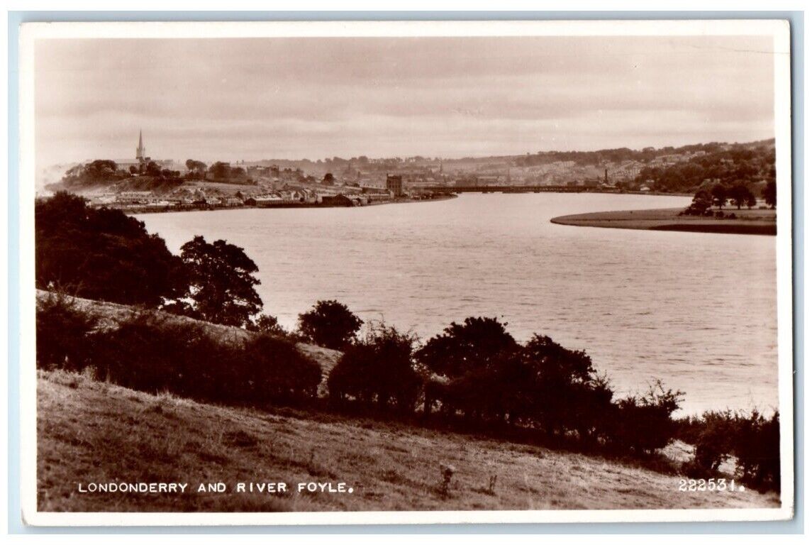 c1920\'s River Foyle View Londonderry Derry Ireland RPPC Photo Unposted Postcard