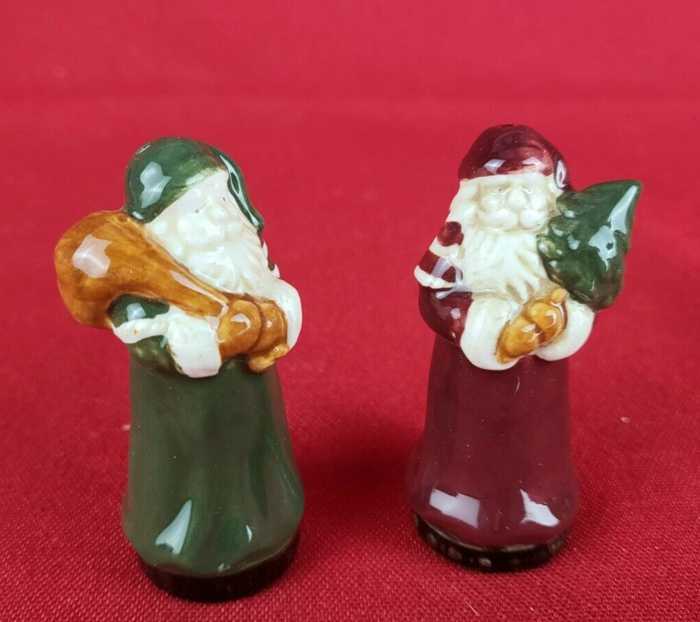 Vintage Victorian Santa Mini Salt and Pepper Shakers Ceramic