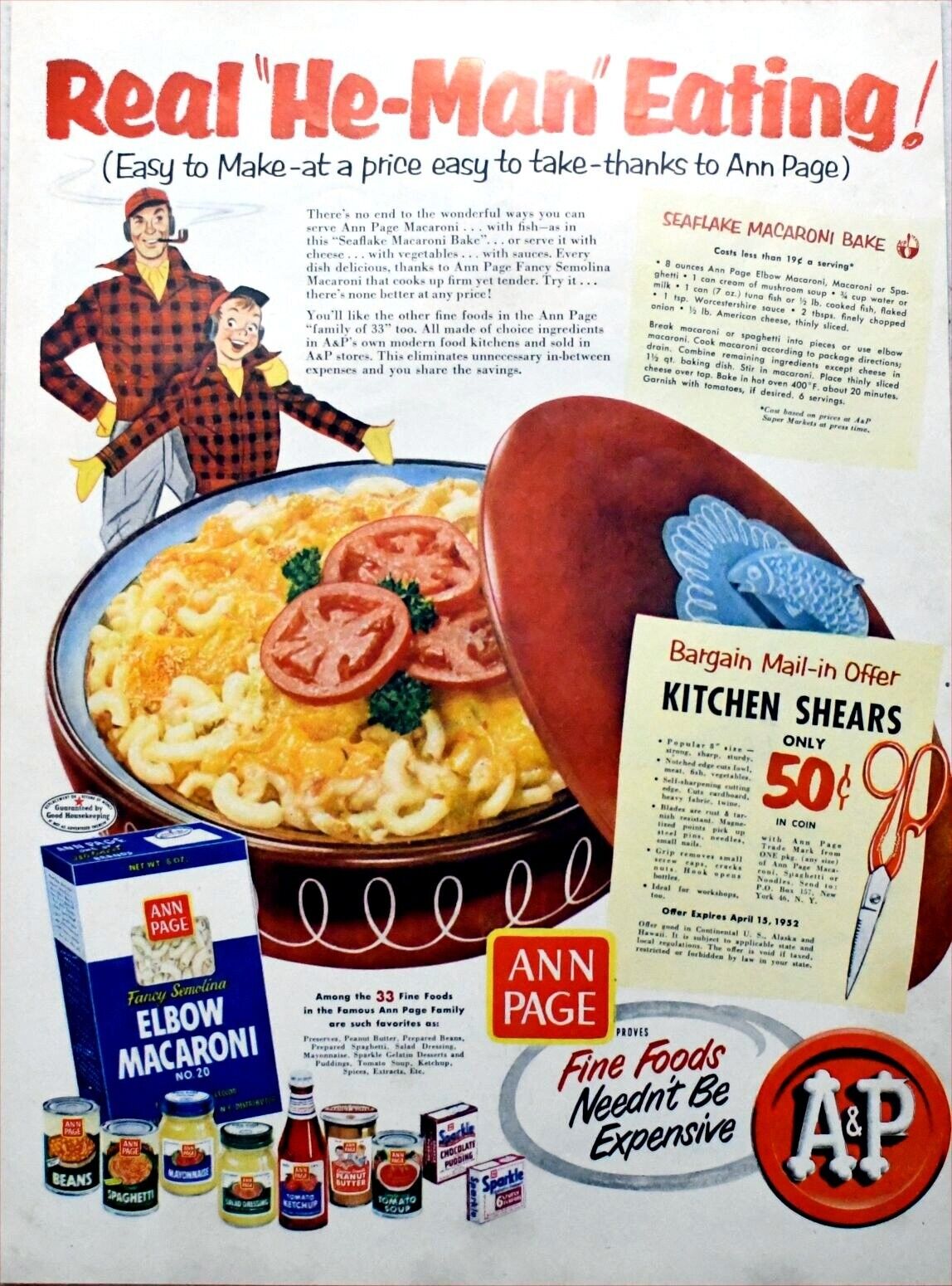 1952 Vintage Magazine Page Ad Ann Page Elbow Macaroni