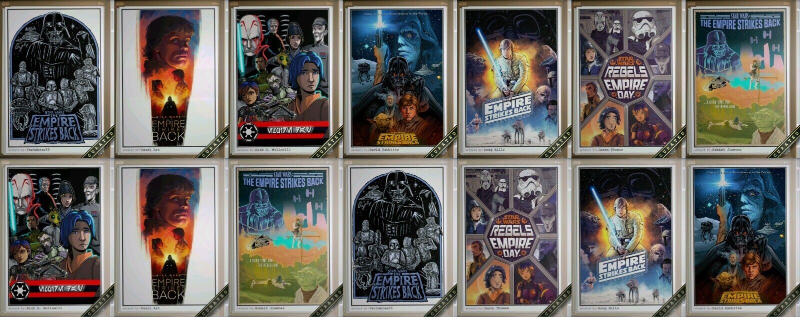 Topps Star Wars Card Trader Original Art Flat Files Empire Day Sr/Rare Sets