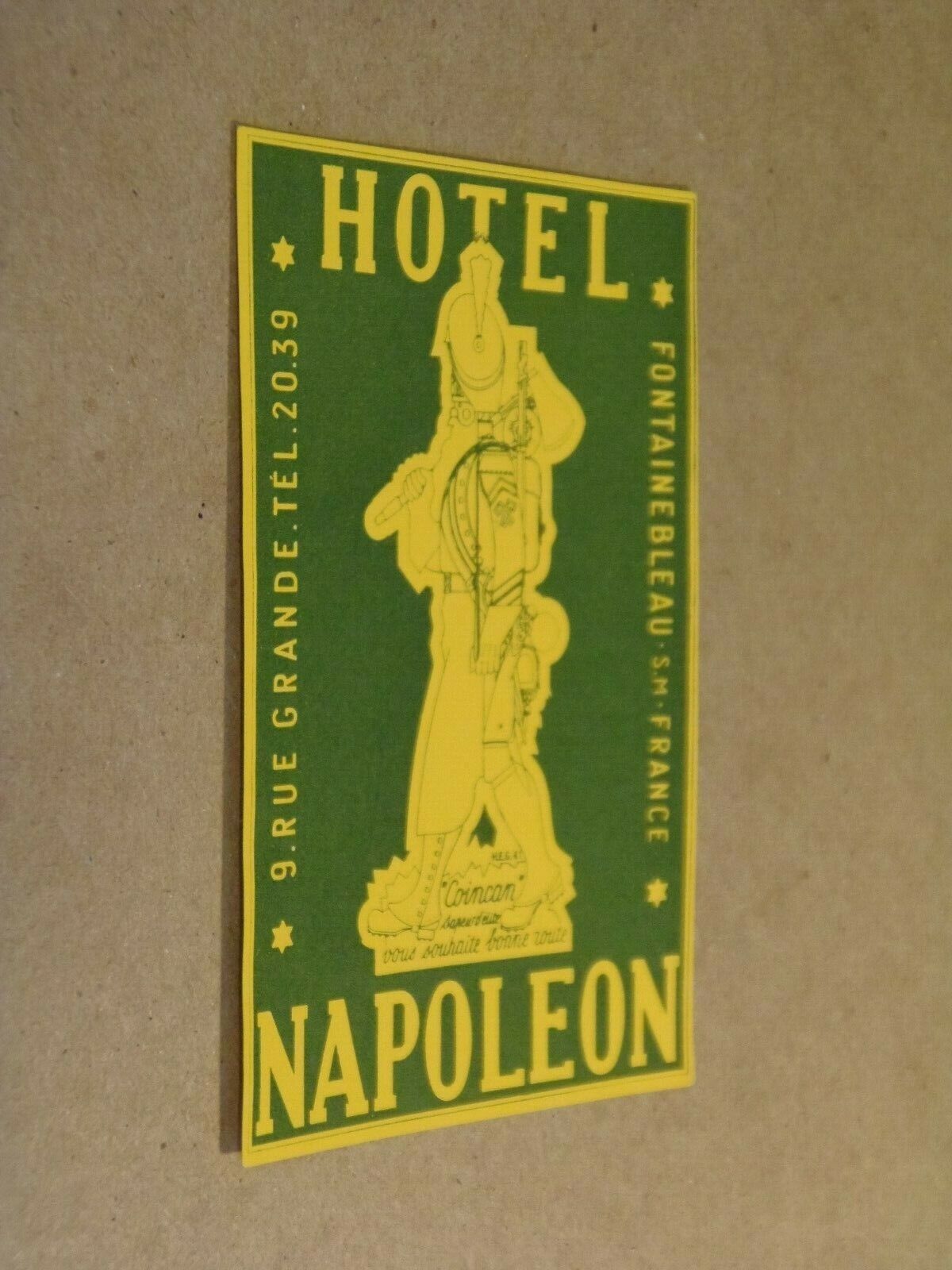 Hotel Napoleon, Fontainbleau,  France Luggage Label 9/22/21
