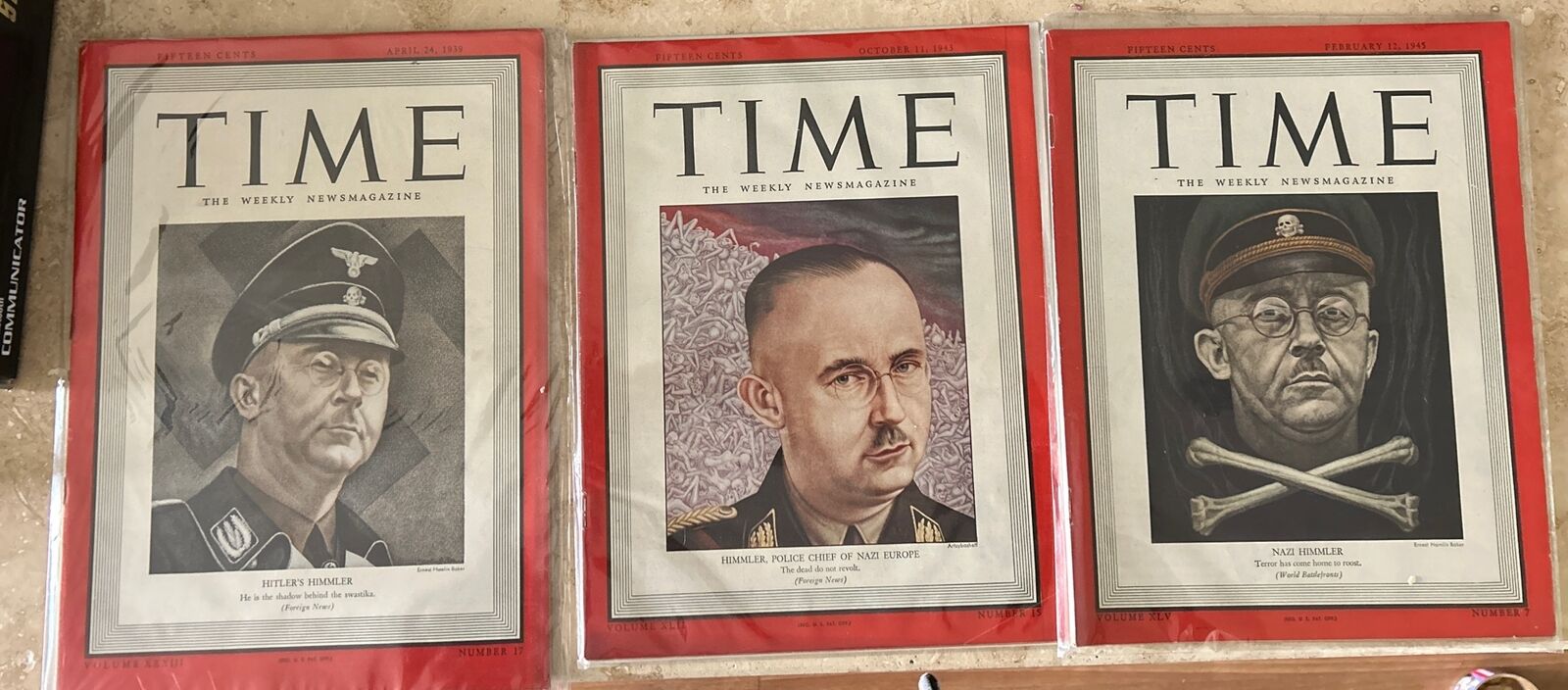 Time Magazine April 24 1939 October 11 1943 February 12 1945 Heinrich Himmler