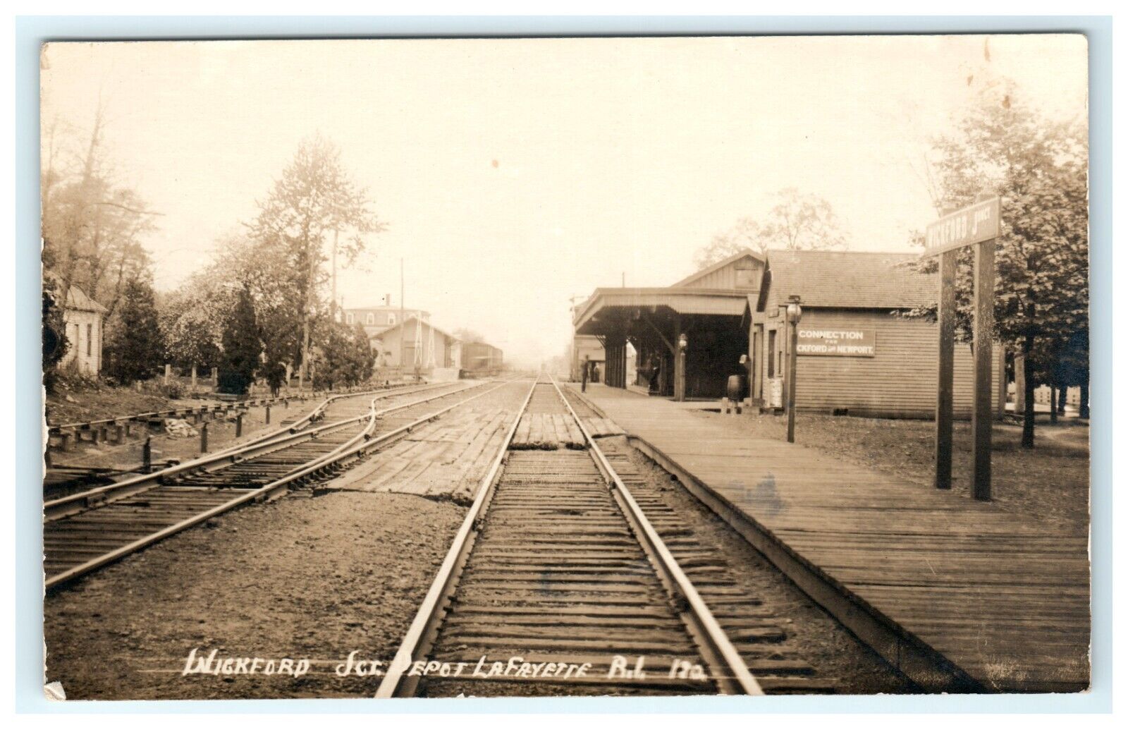 1913 Wickford Junction Train Depot Lafayette RI Rhode Island RPPC Postcard