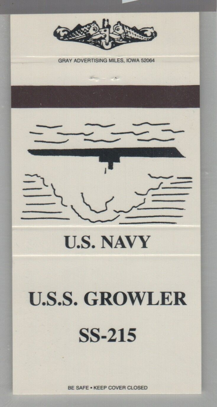 Matchbook Cover - Navy Submarine USS Growler SS-215