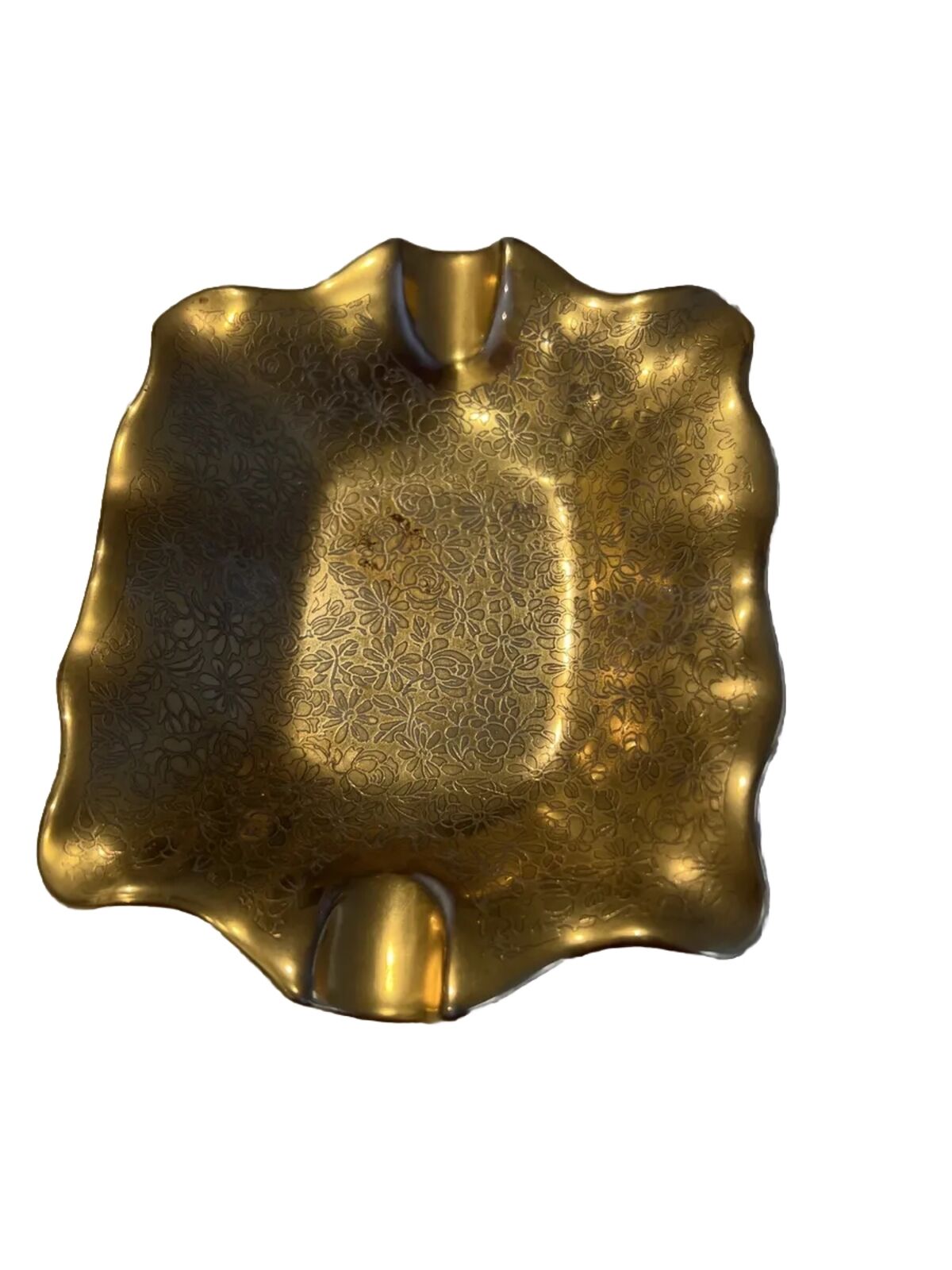 Vintage Pickard China Gold Trinket Tray 5” X 4”