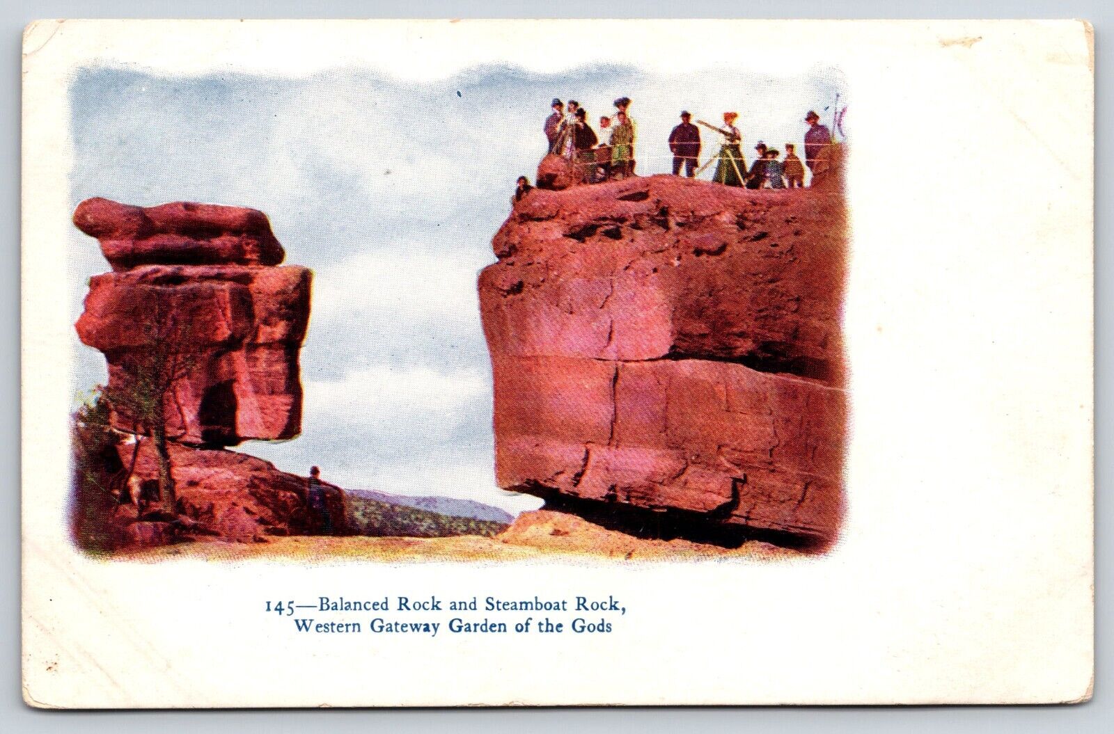 Original Old Vintage Postcard Garden Of The Gods Balanced Rock Steamboat Rock