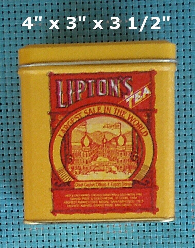 Vintage Lipton Orange Pekoe & Pekoe Tea Yellow Label 1/2 Pound Tin