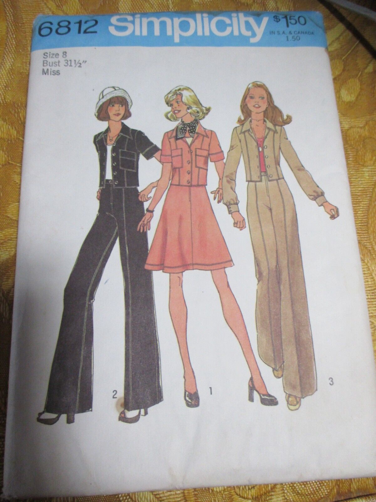 Vintage Simplicity 6812 Misses’ Unlined Jacket, Short Skirt Pants Miss 8 31.5 FF