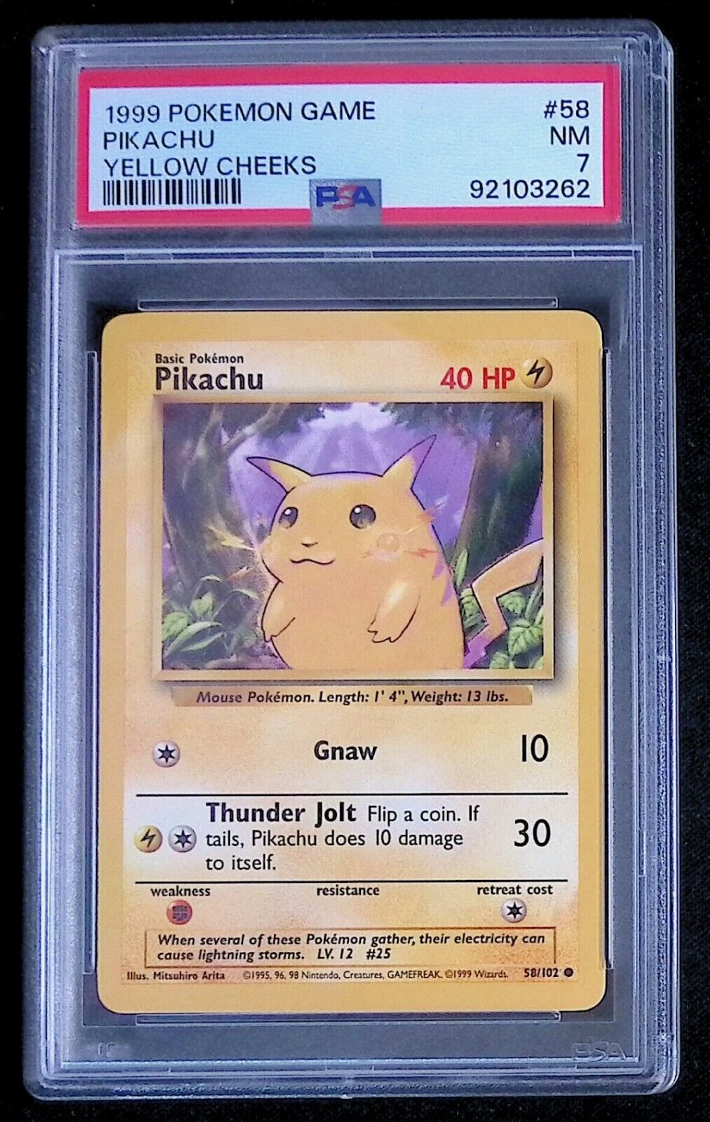 Pikachu - 1999 Pokemon Game Yellow Cheeks - PSA 7