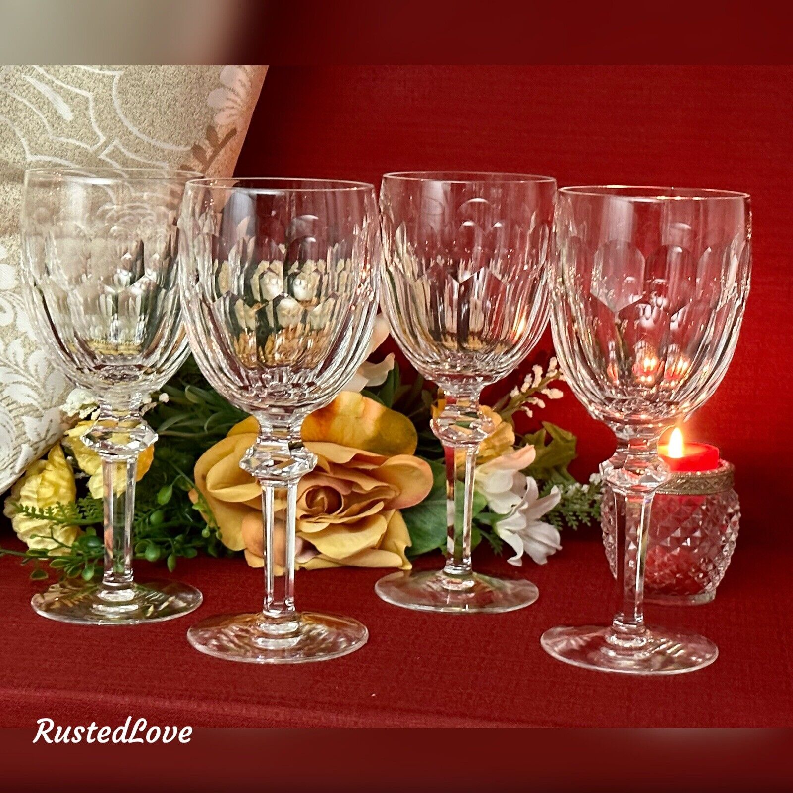 Vintage Waterford Crystal Curraghmore Claret Wine Glasses 7 1/8
