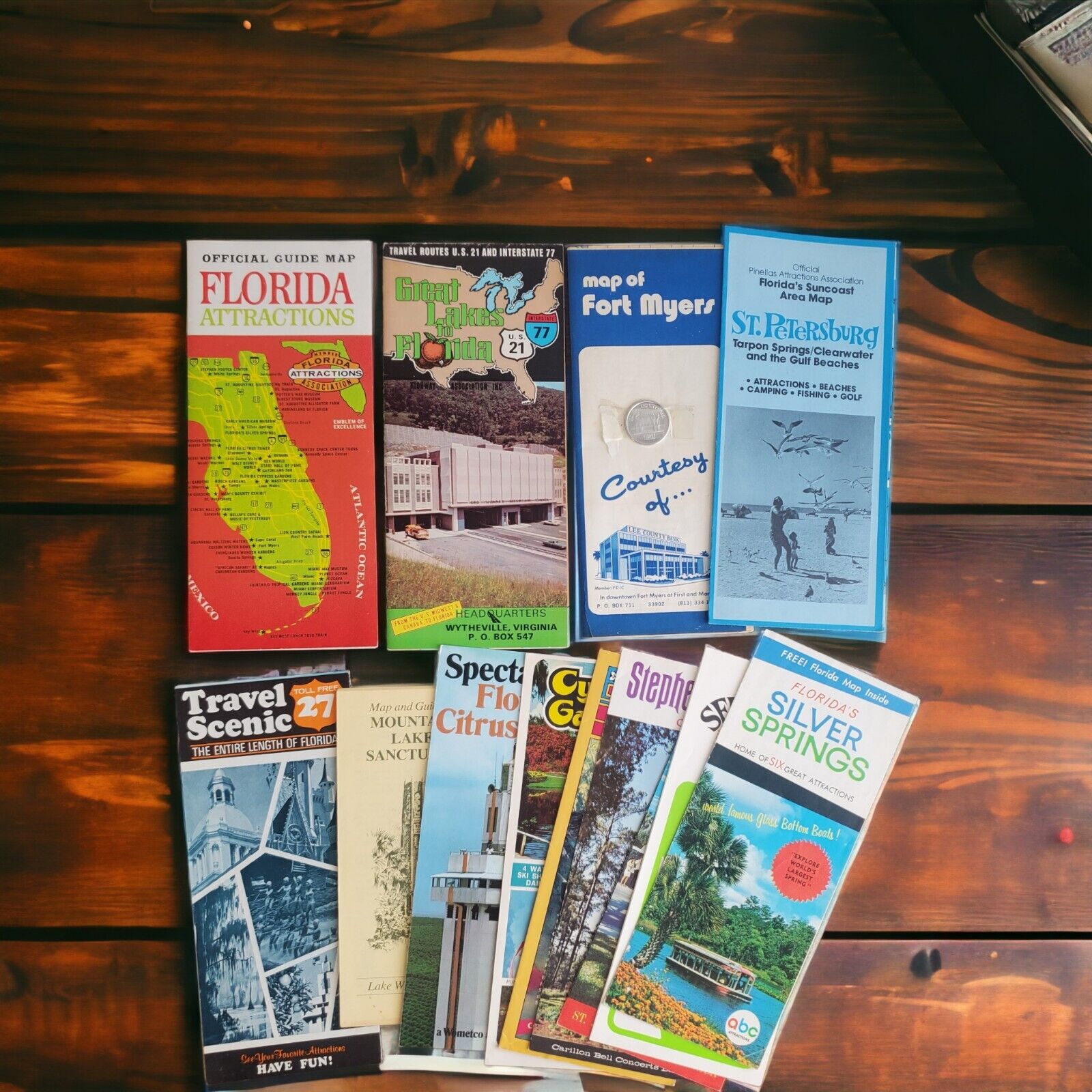 Vintage Florida Travel Brochure Lot Of 10 Map Miami Orlando Ft Myers Other FL