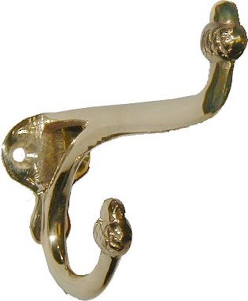 Front Mount Acorn Single Coat Hook Brass