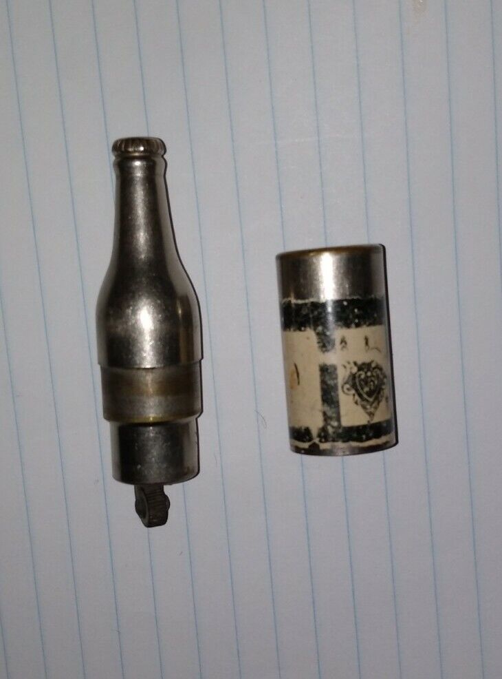 Vintage Kemco Playing Cards Metal Bottle Shaped Lighter