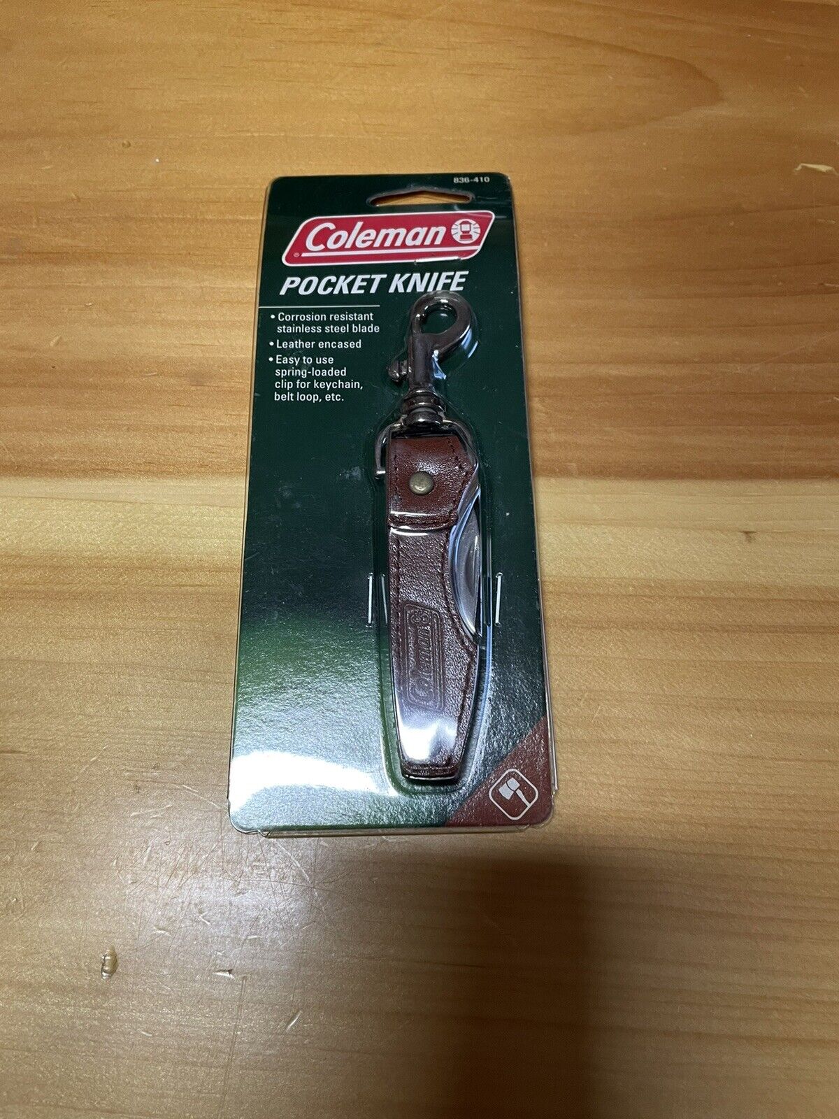 Vintage Coleman Pocket Knife Leather Encased Camping New Sealed