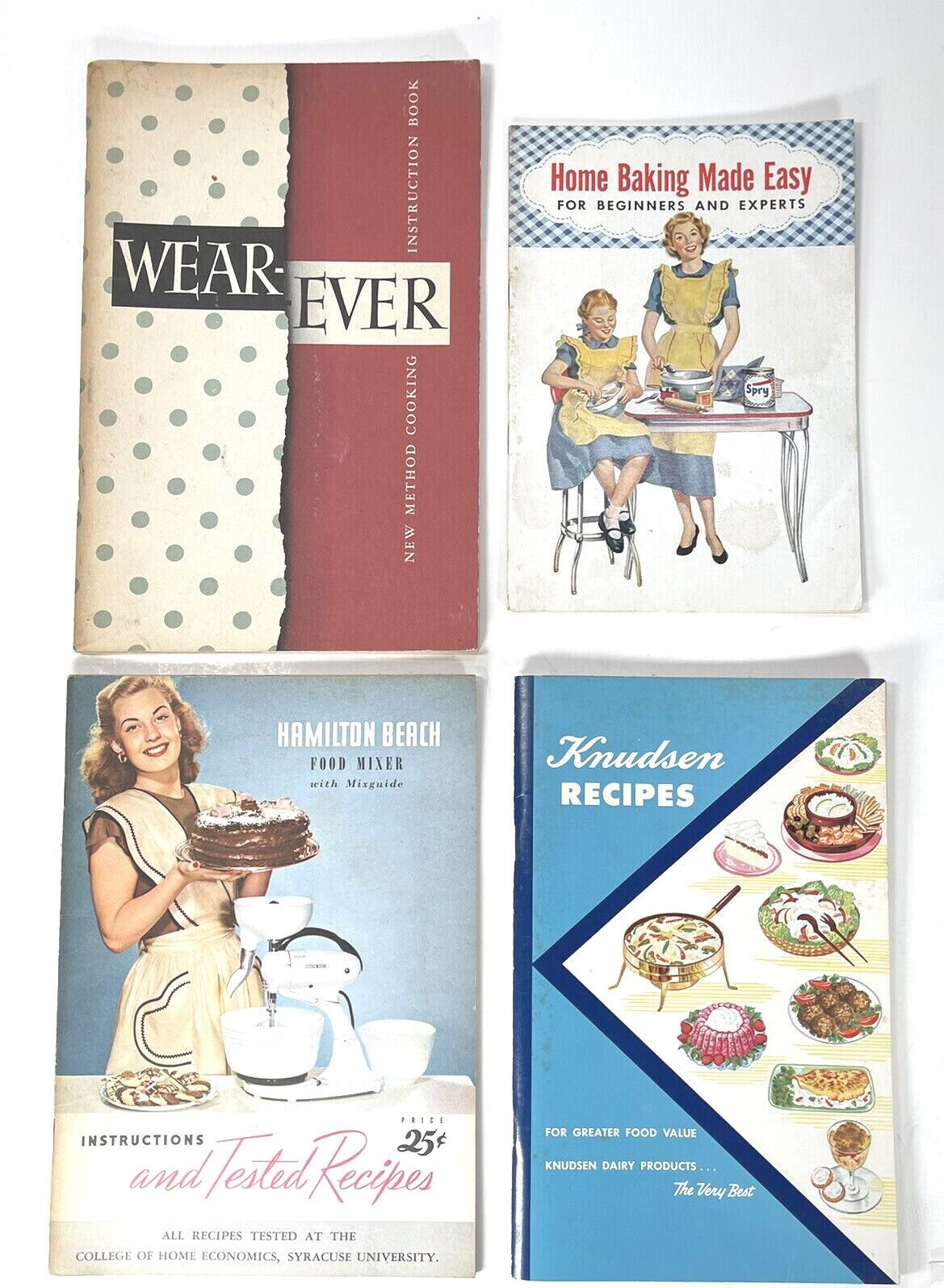 Vintage 1940\'s - 50\'s Wear-Ever Knudsen Hamilton Beach CookBooks Set of 4 USA