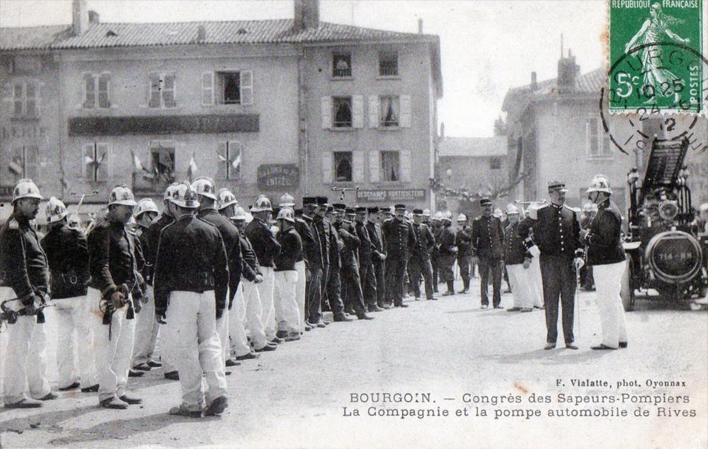 CPA 38 BOURGOIN CONGRESSES OF FIREFIGHTERS COMPANY AND PUMP AUTOMOBILE