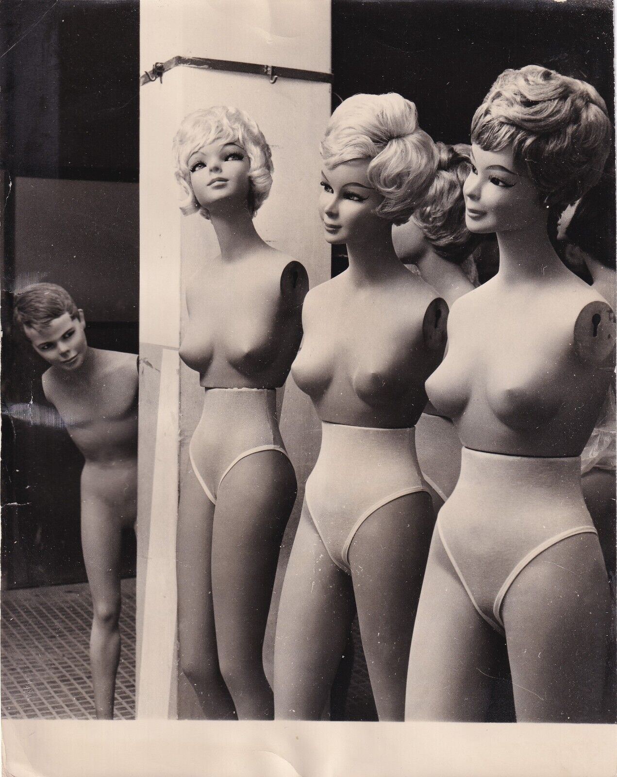 1965 Italy, Rome a Boy Mannequin with group of Girl Mannequins Photo RARE L161C
