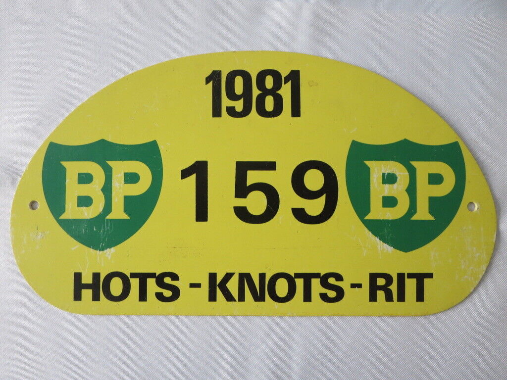 Vintage 1981 Hots - Knots Rit Holland Car Rally Participant Plate Plaque BP #159