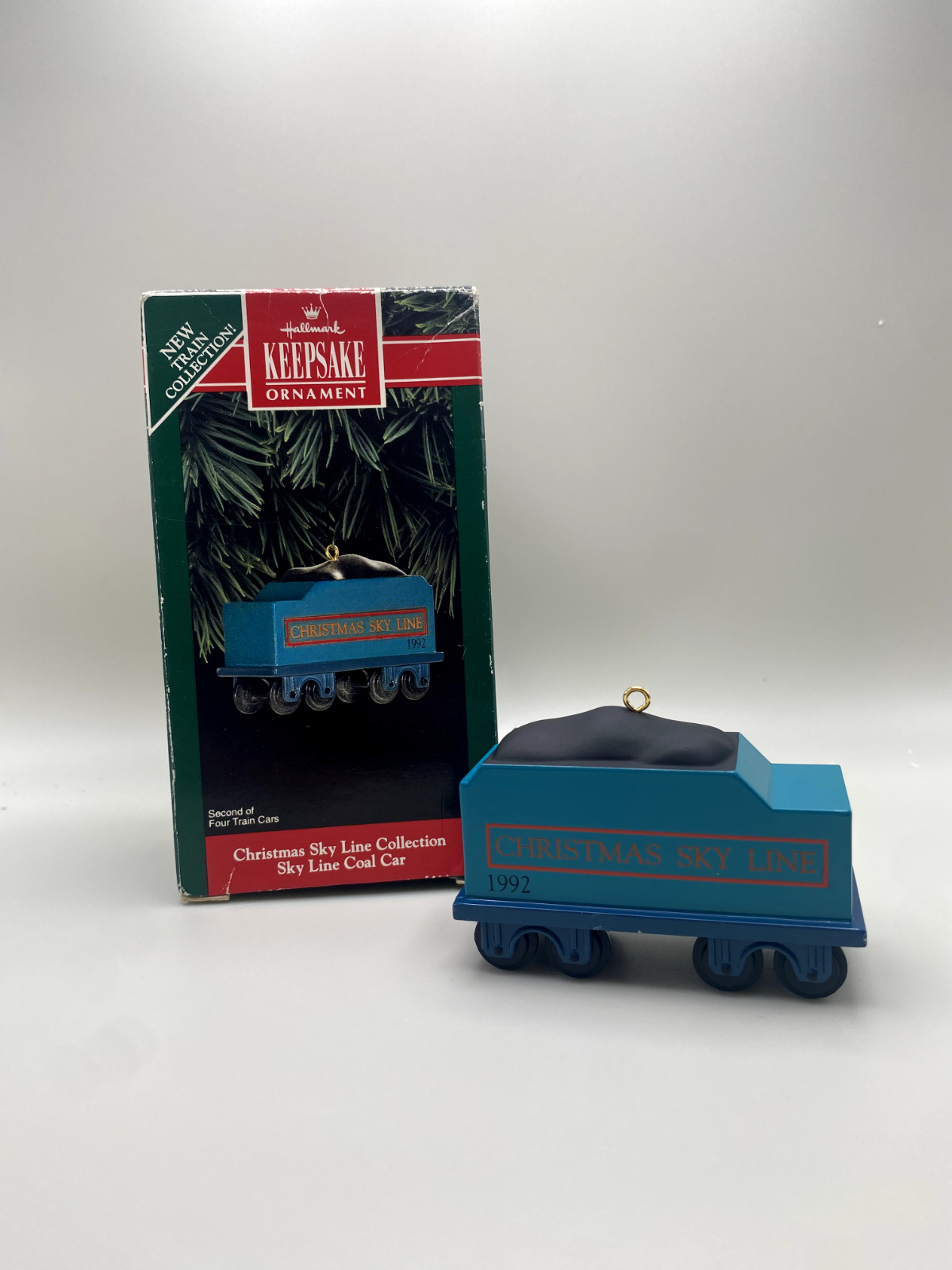 Metal Vintage Hallmark Keepsake Christmas Sky Line Coal Car Ornament Train 1992