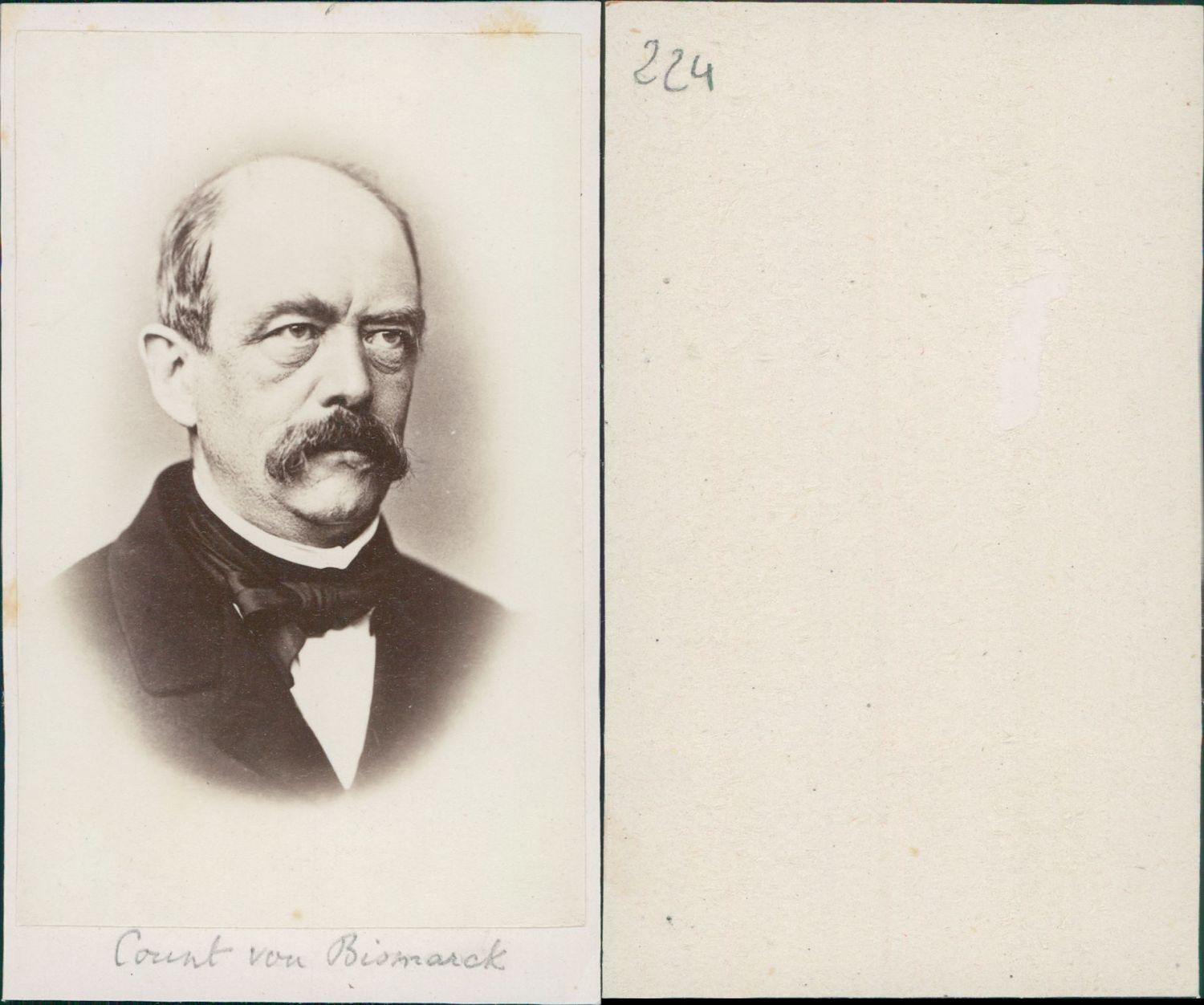 Vintage Count von Bismarck CDV Albumen Business Card, CDV, Albumin Print,