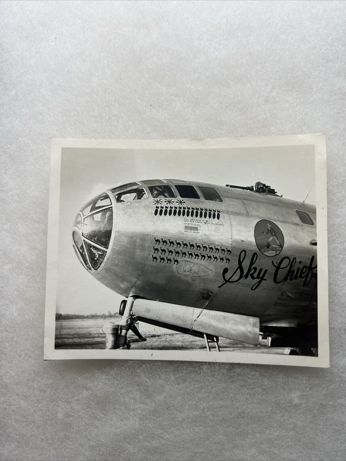 WW2 US Army Air Corps Nose Art “Sky Chief” Plane Photo (V101